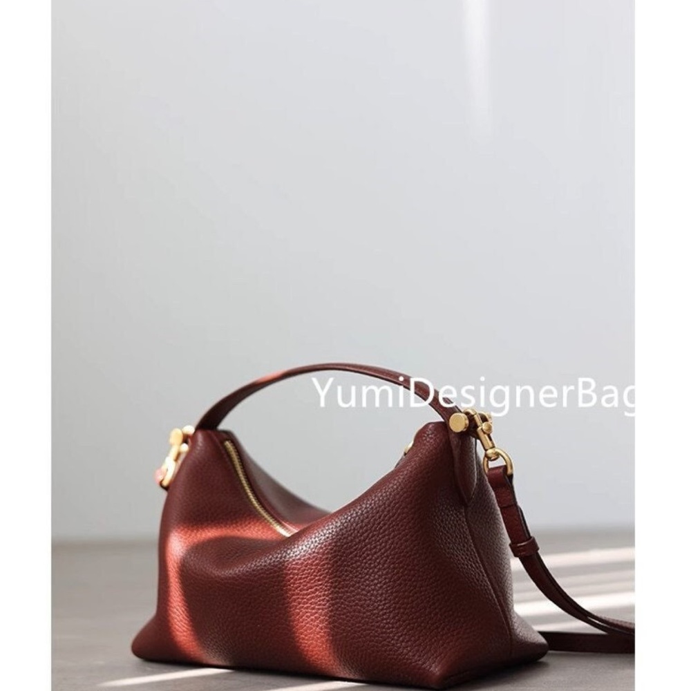 Maroon Leather Bag Top Handle Crossbody